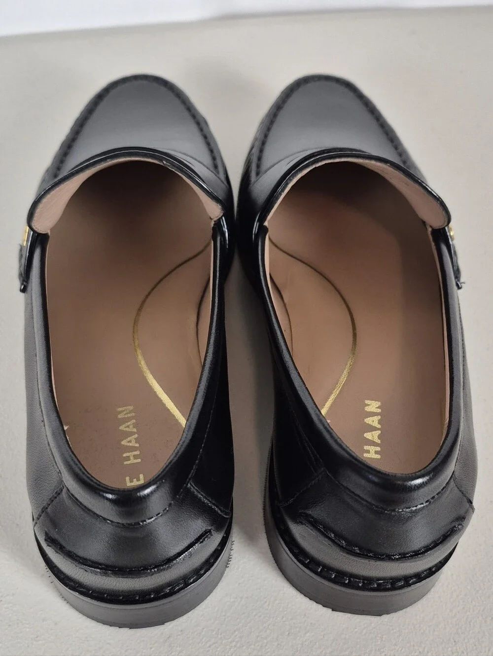 Cole Haan Women's Lux Pinch Classic Black Leather Penny Loafers - Size 7.5